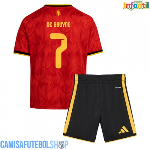 Camisa de time de futebol Bélgica Kevin De Bruyne #7 Replicas 1º Equipamento Infantil Mundo 2026 Manga Curta (+ Calças curtas)
